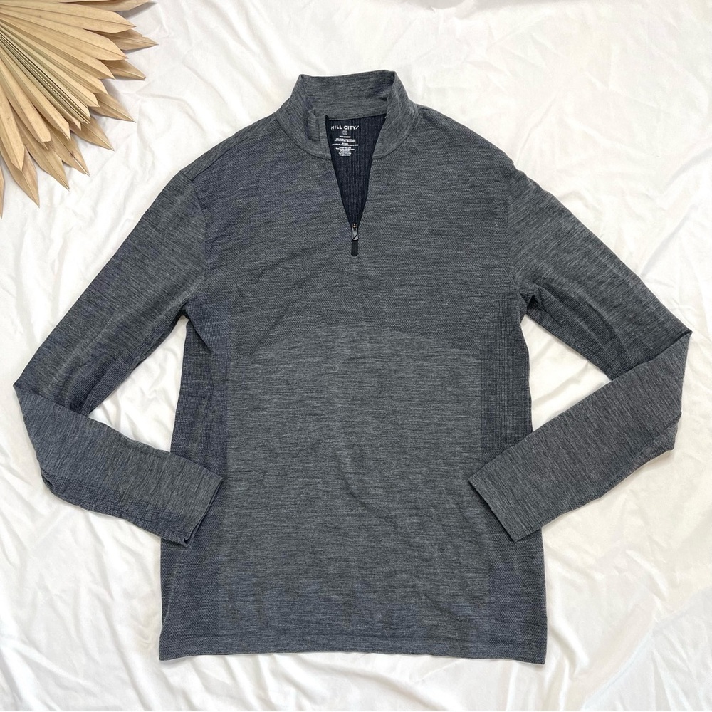 Hill City Seamless Grey 1/2 or 1/4 Zip Pullover Mock Neck Long Sleeve Pullover